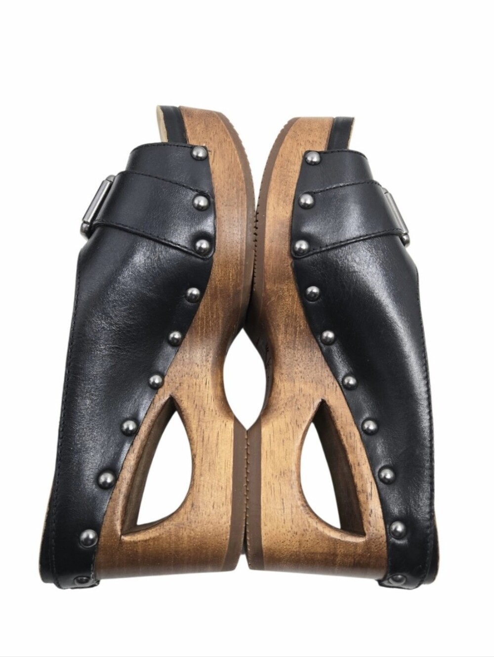 Dansko Adeline Black Leather Studded Wooden Clog Mules - Picture 5 of 14